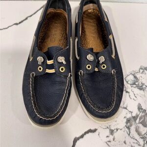 Sperry Navy Leather Boat Shoes